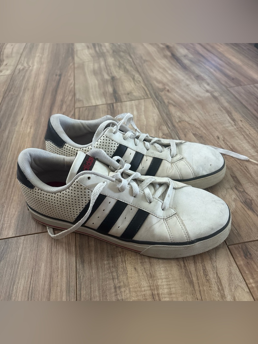 Adidas Men’s White Sneakers with Black Stripes